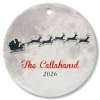 Round Santa Moon Ceramic Ornament