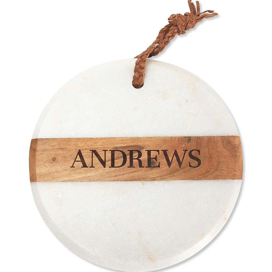 Round White Marble & Wood Personalized Board