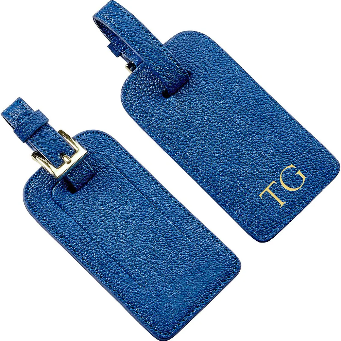 Royal Blue Leather Personalized Luggage Tag
