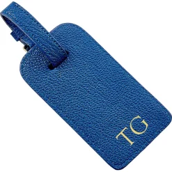 Royal Blue Leather Personalized Luggage Tag