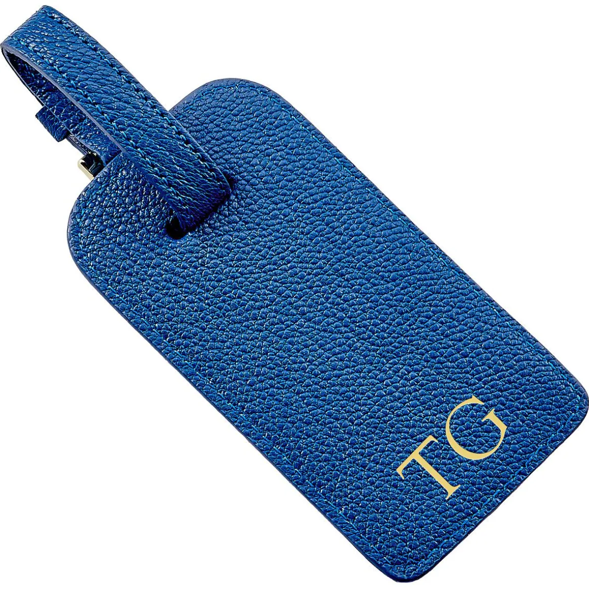 Royal Blue Leather Personalized Luggage Tag
