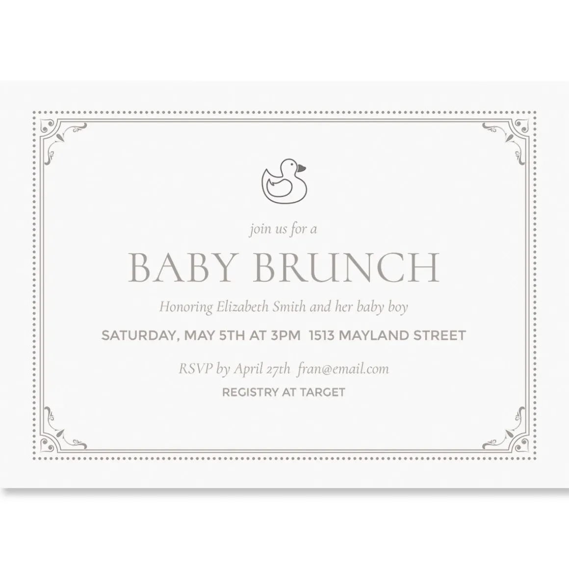 Rubber Ducky Personalized Shower Invitations