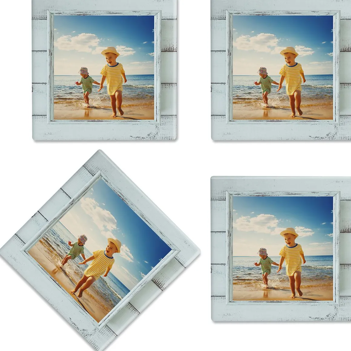 Rustic Blue Shiplap Frame Photo Coasters