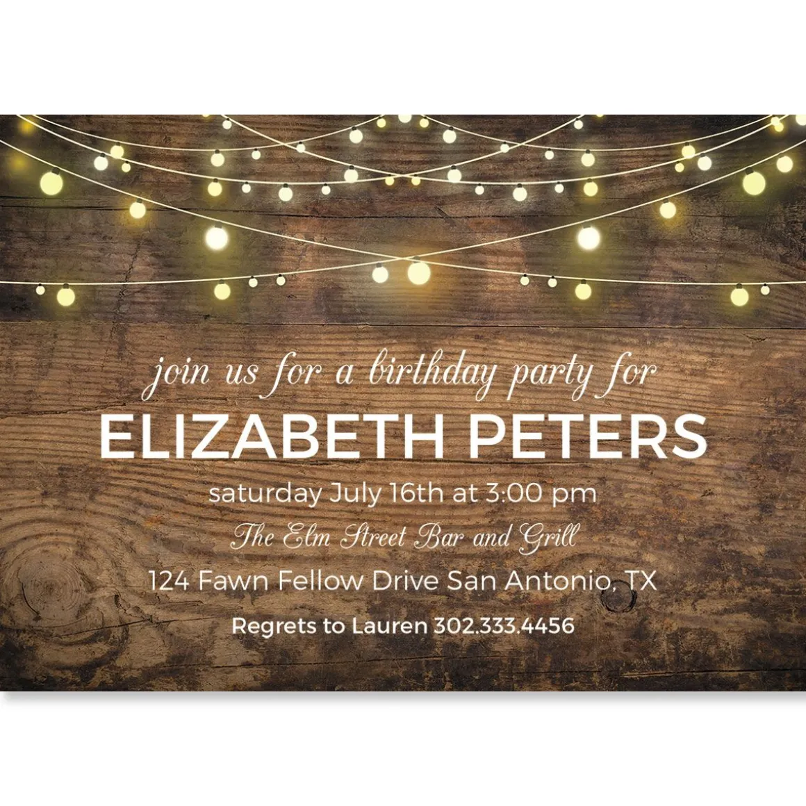 Rustic Lights Personalized Invitations