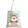 Santa Holiday Personalized Canvas Tote