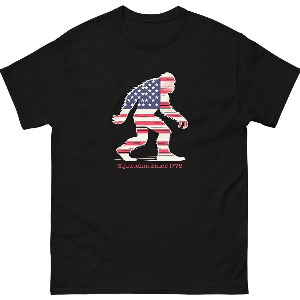 Sasquatch Outline Black Adult T-Shirt