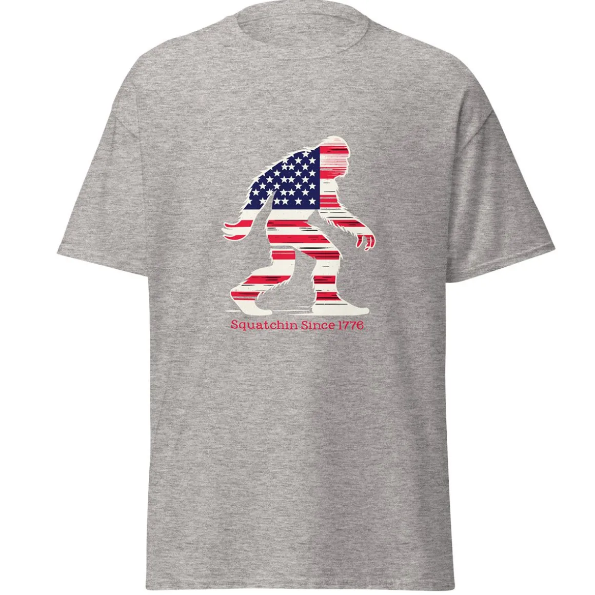 Sasquatch Outline Grey Adult T-Shirt