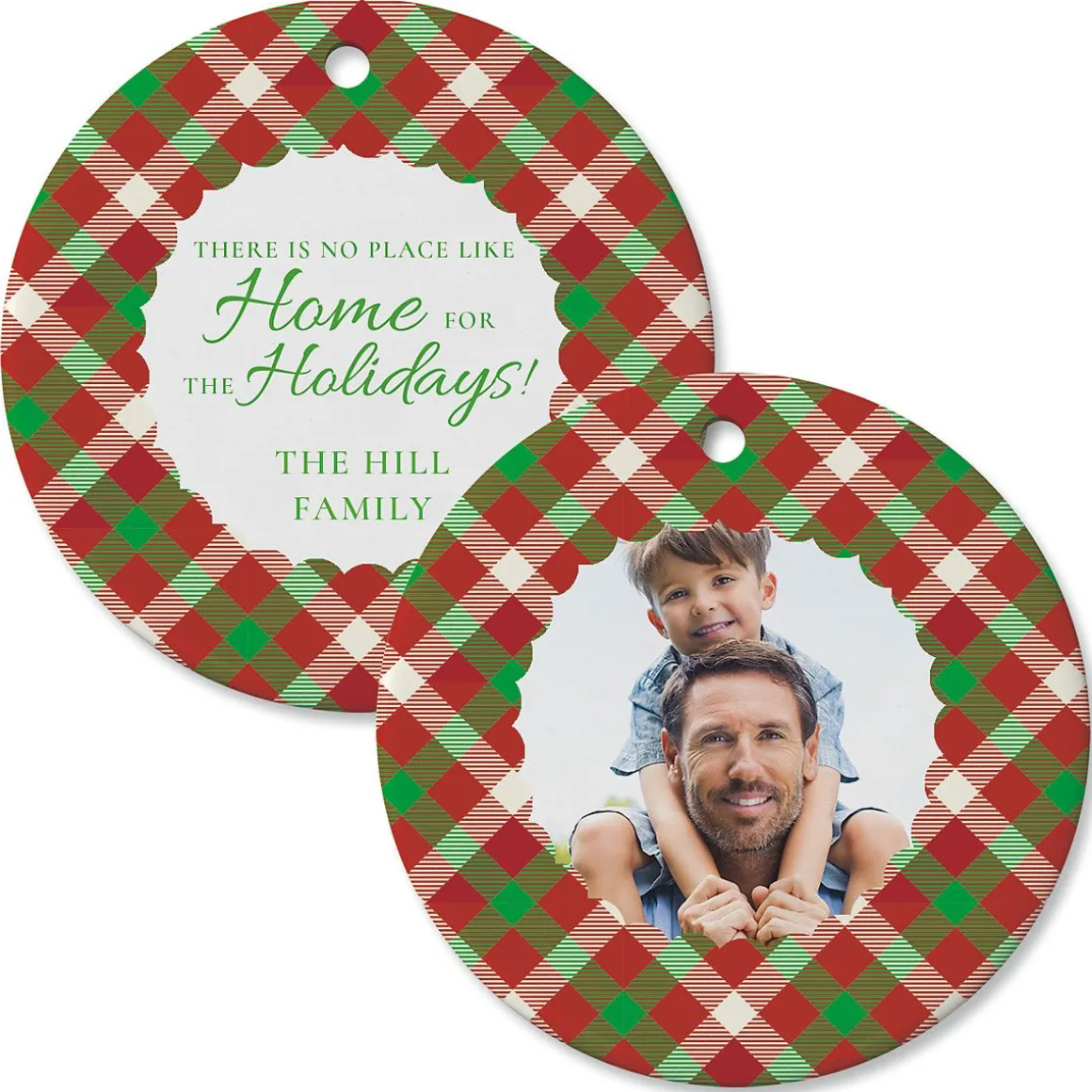 Scallop Plaid Photo Ornament