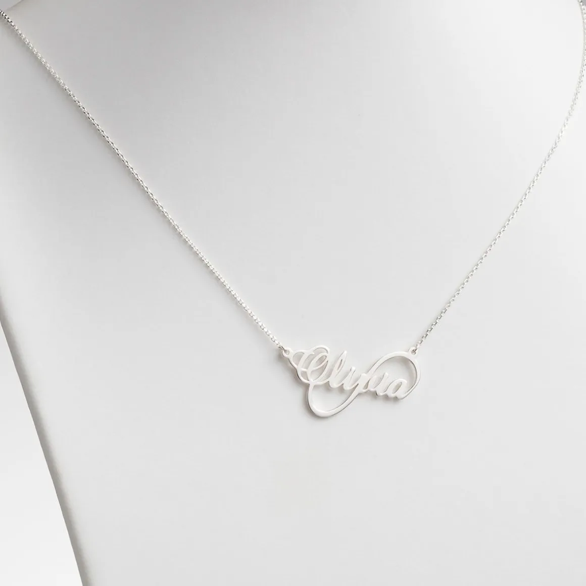 Script Name Sterling Silver Infinity Necklace