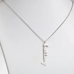 Script Name Sterling Silver Vertical Lowercase Necklace