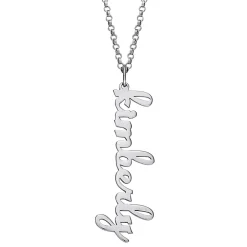 Script Name Sterling Silver Vertical Lowercase Necklace