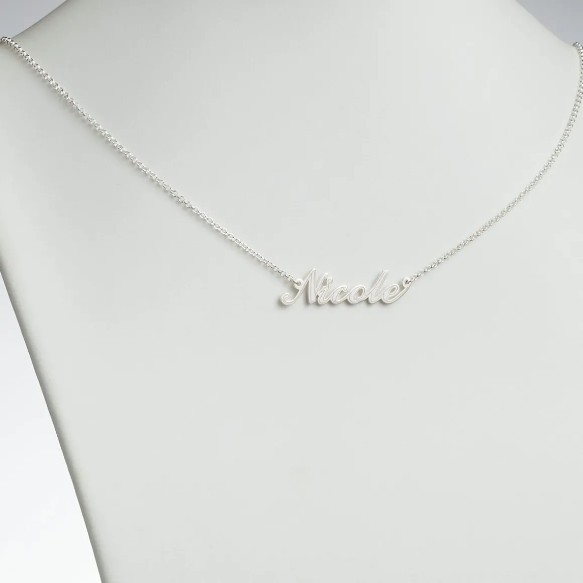 Script Name with Outline Sterling Silver Necklace