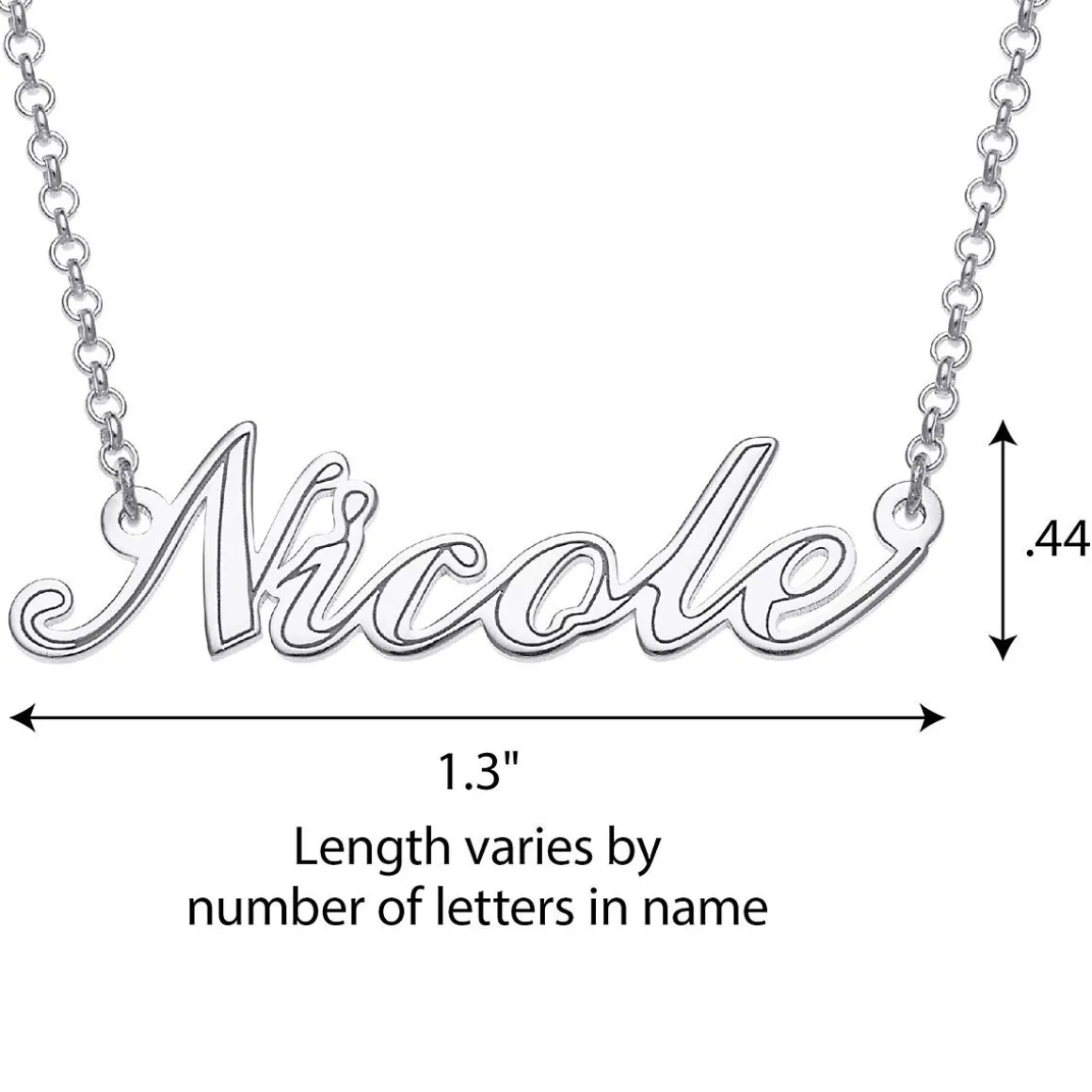 Script Name with Outline Sterling Silver Necklace