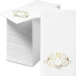 Scroll Initial Foil Stamped Disposable Hand Towels