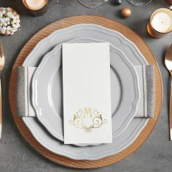 Scroll Initial Foil Stamped Disposable Hand Towels