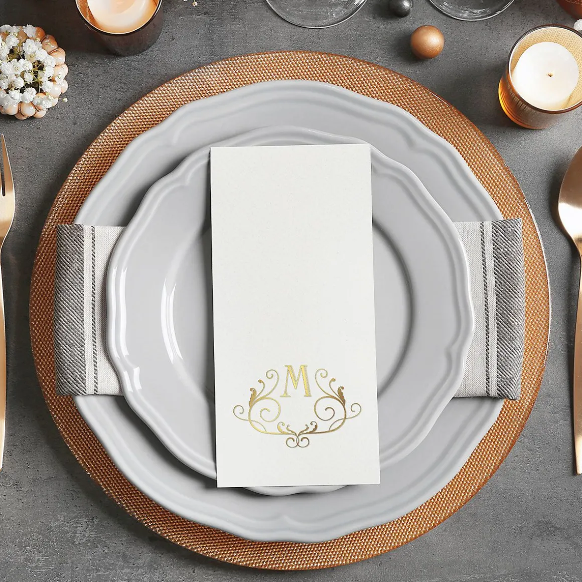 Scroll Initial Foil Stamped Disposable Hand Towels