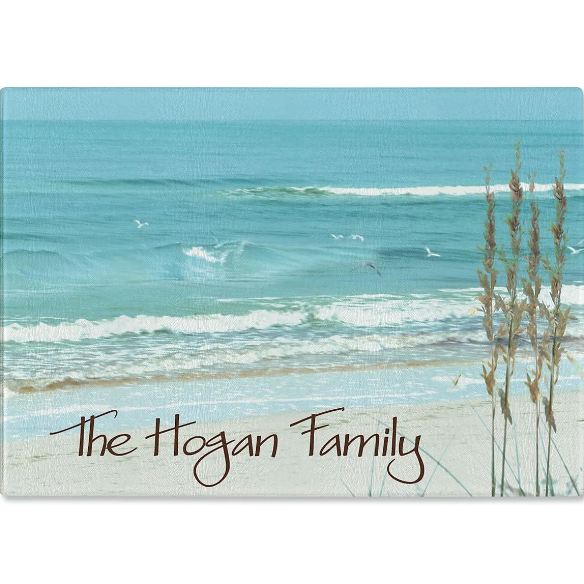 Seashore Personalized Glass Cutting Board