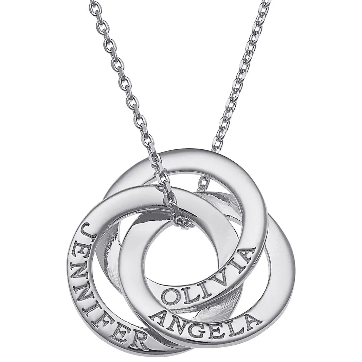 Silver Interlocking Rings Personalized Necklace