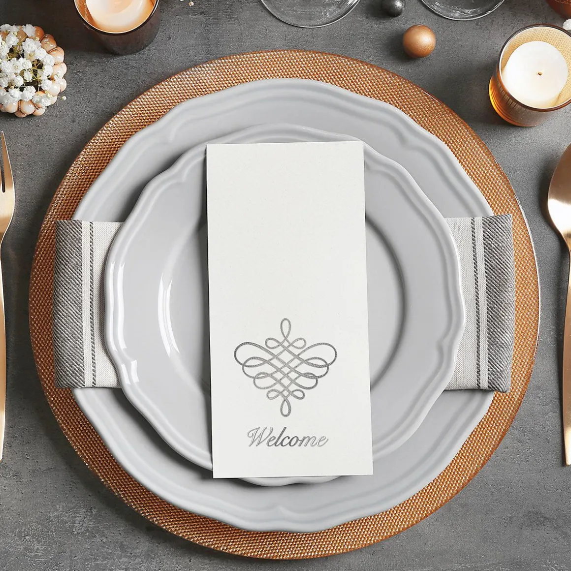 Silver Scroll Disposable Hand Towels