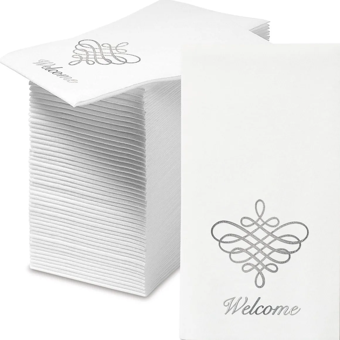 Silver Scroll Disposable Hand Towels