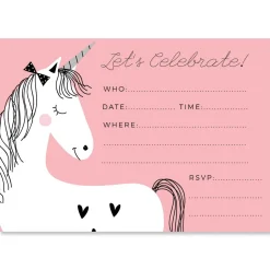Simple Unicorn Birthday Fill In The Blank Invitations