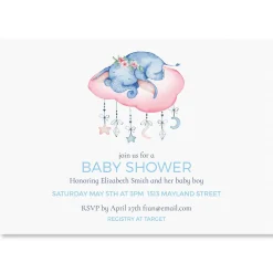 Sleepy Elephant Personalized Shower Invitations