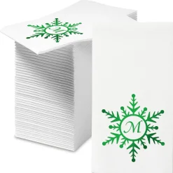 Snowflake Initial Foil Stamped Disposable Hand Towels