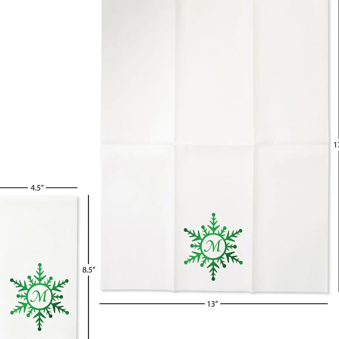 Snowflake Initial Foil Stamped Disposable Hand Towels