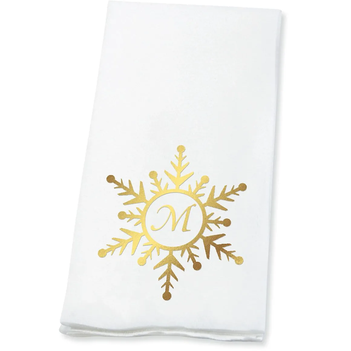 Snowflake Initial Foil Stamped Disposable Hand Towels