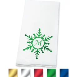 Snowflake Initial Foil Stamped Disposable Hand Towels