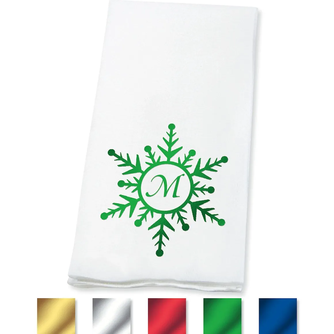 Snowflake Initial Foil Stamped Disposable Hand Towels