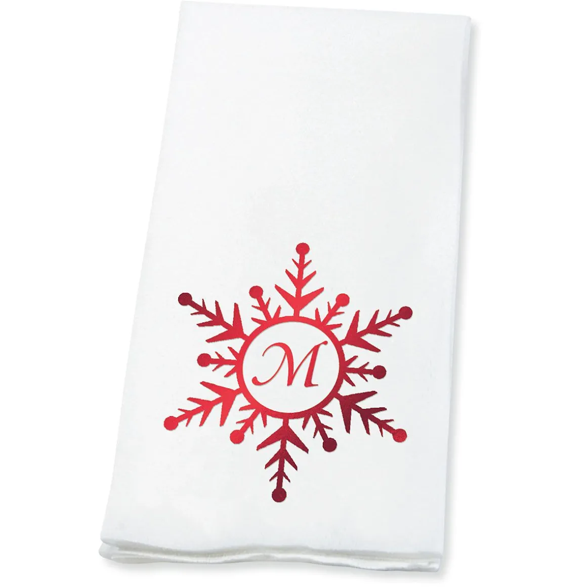 Snowflake Initial Foil Stamped Disposable Hand Towels
