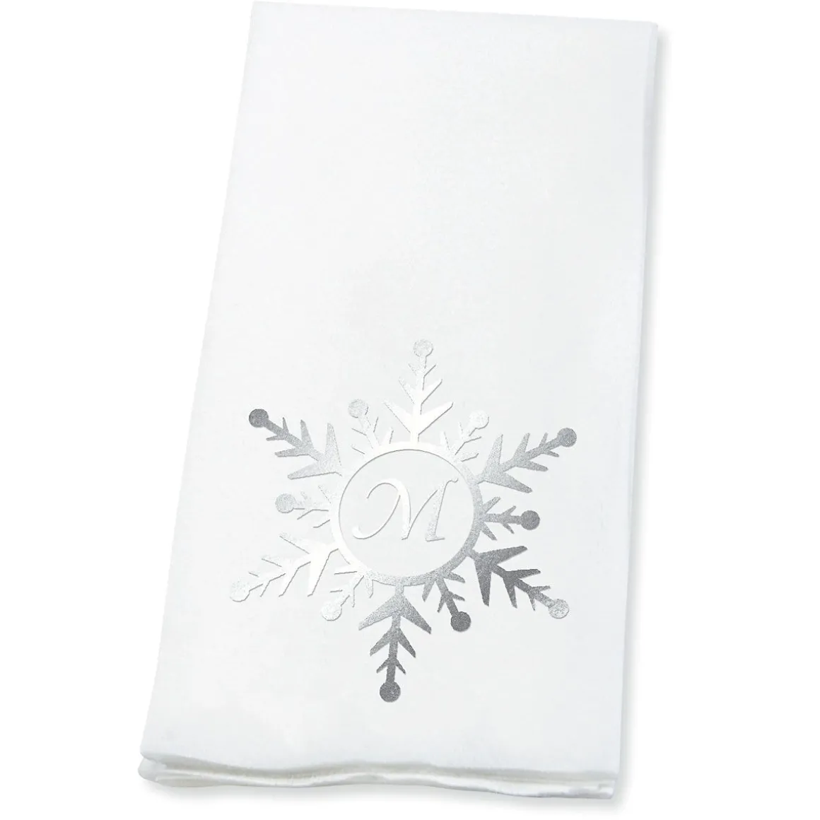 Snowflake Initial Foil Stamped Disposable Hand Towels