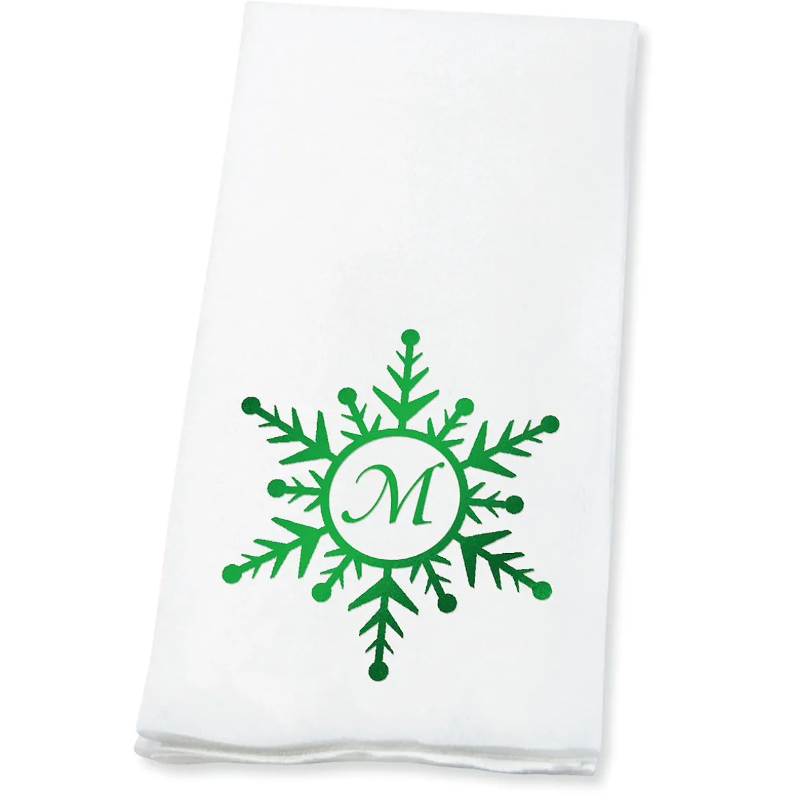 Snowflake Initial Foil Stamped Disposable Hand Towels