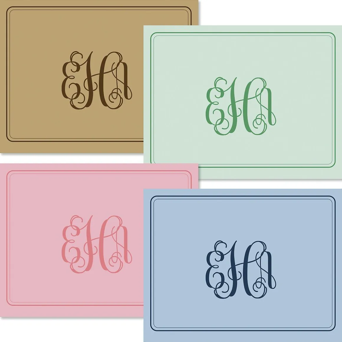 Solid Monogram Note Cards