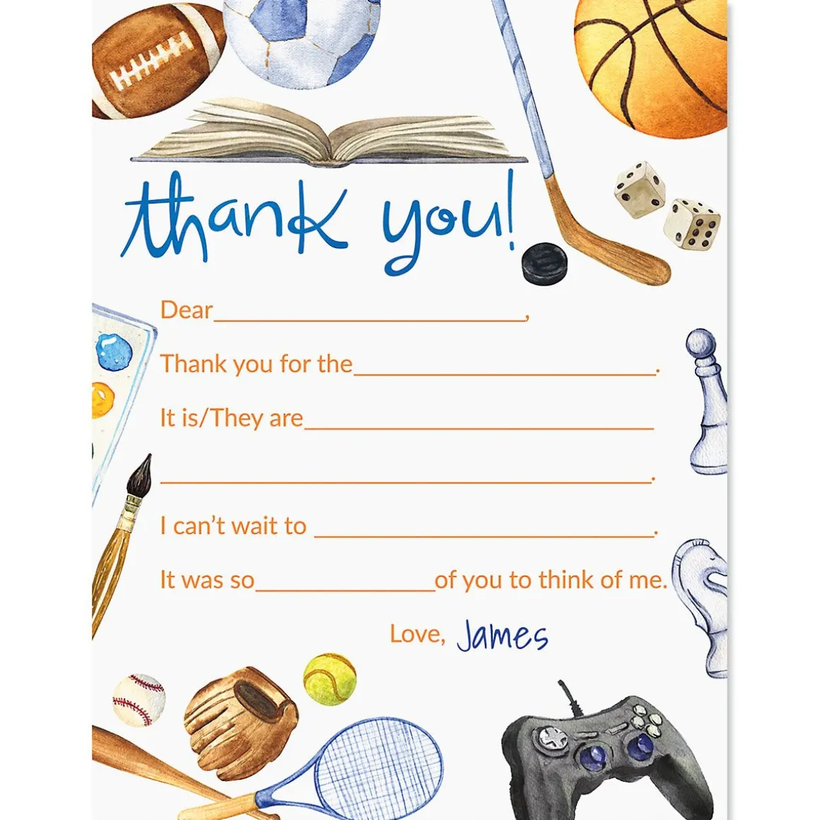 Sports Thank You Correspondence Cards