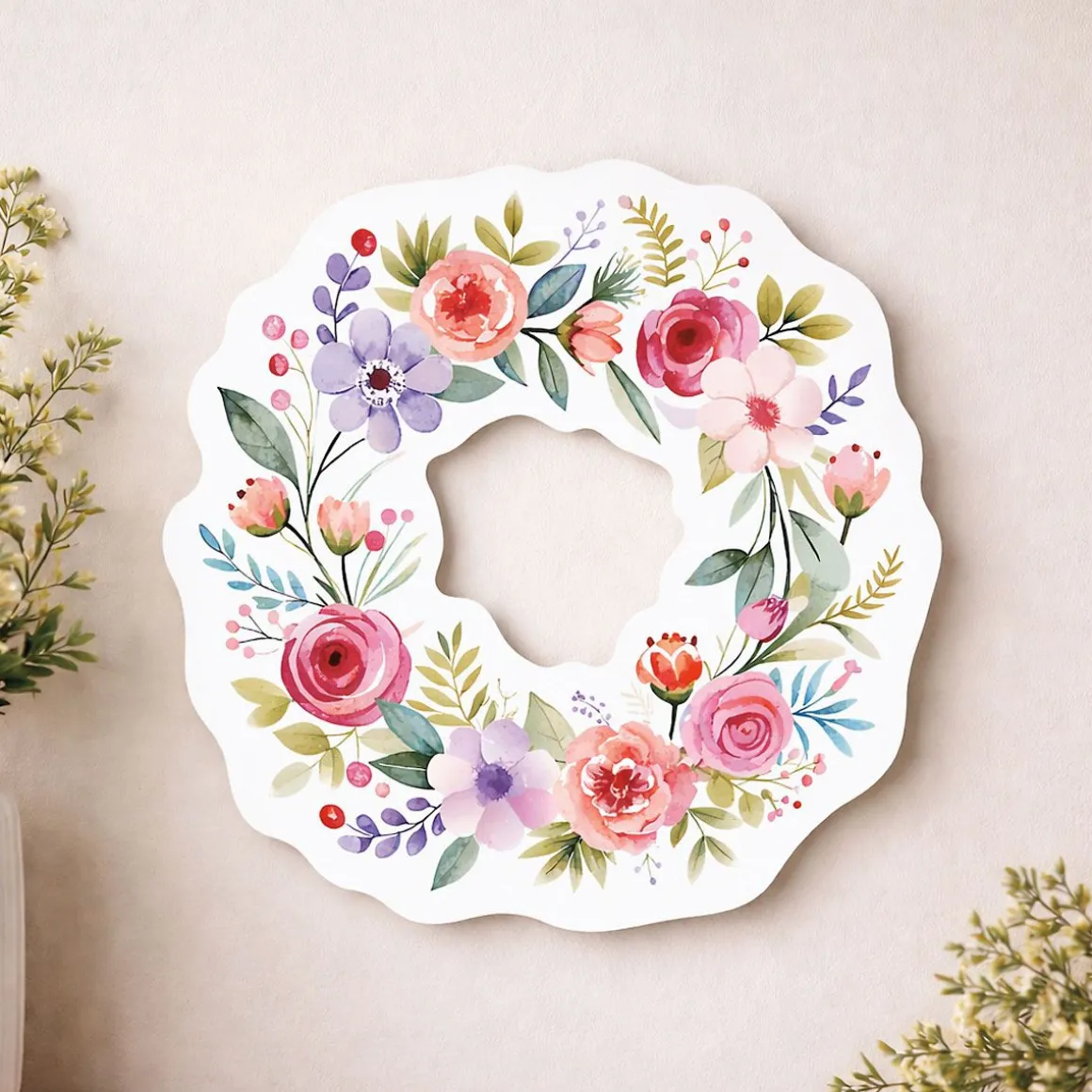 Spring Florals Wreath Plaque