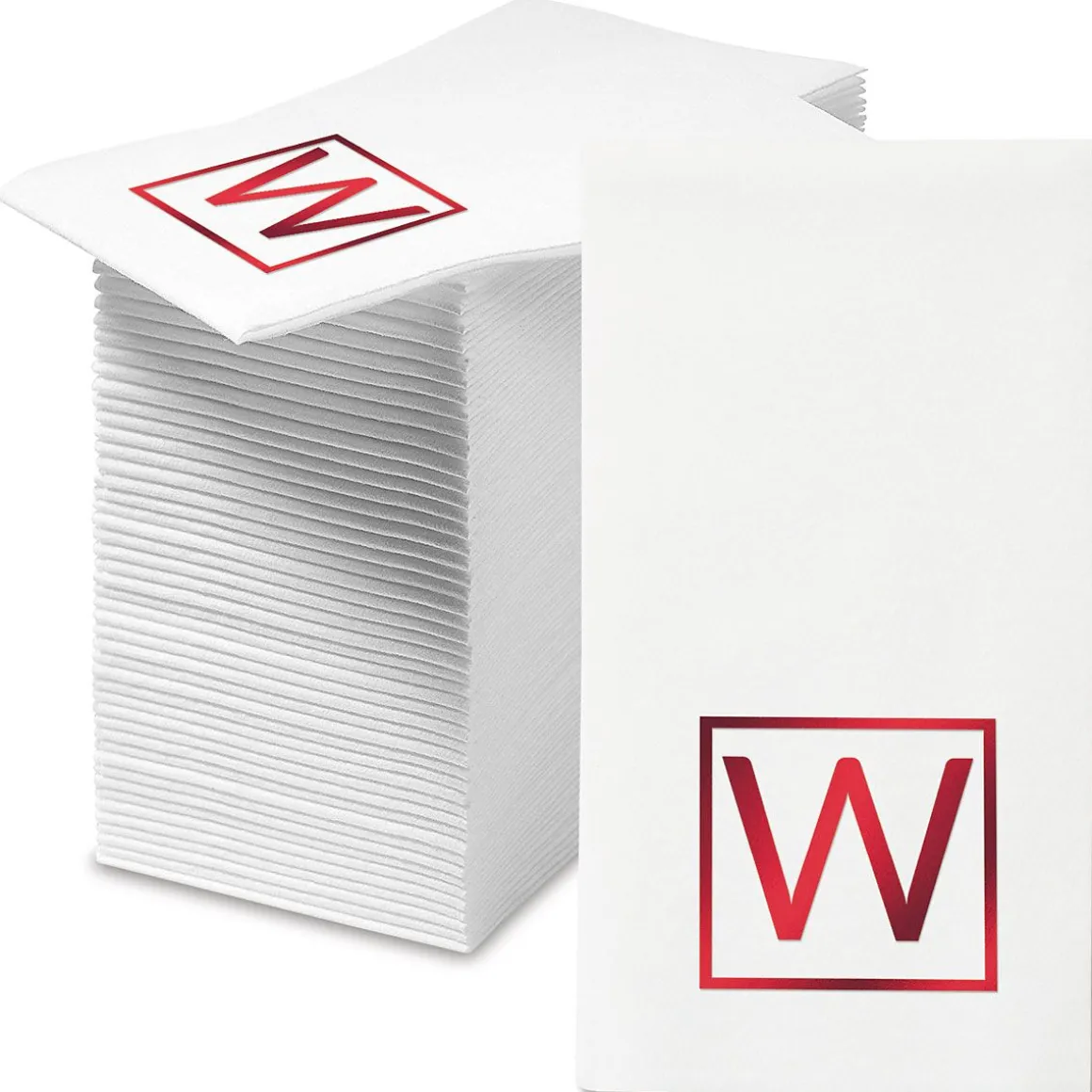 Square Initial Foil Stamped Disposable Hand Towels