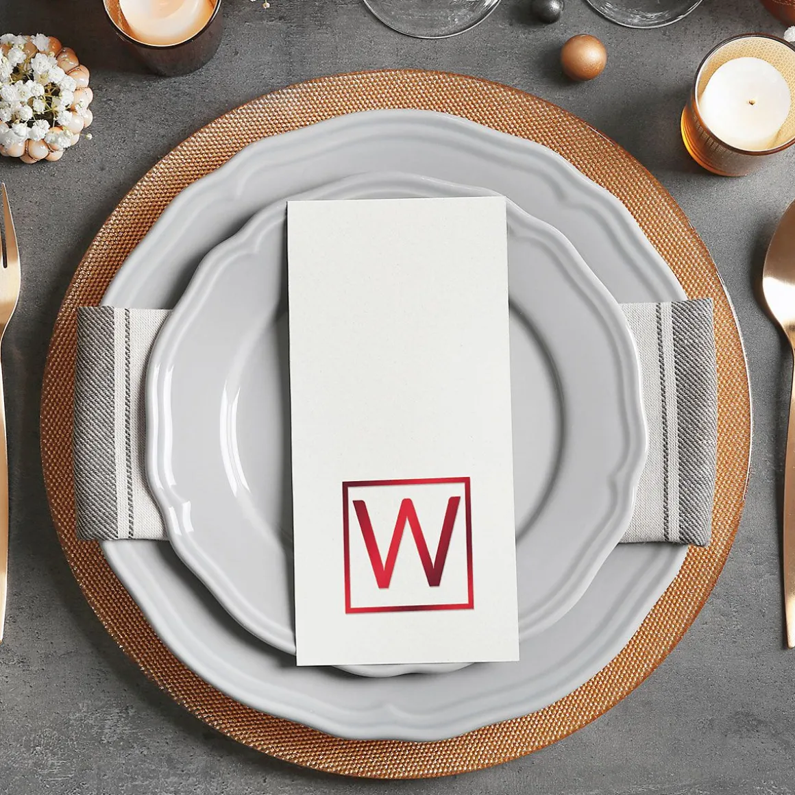 Square Initial Foil Stamped Disposable Hand Towels