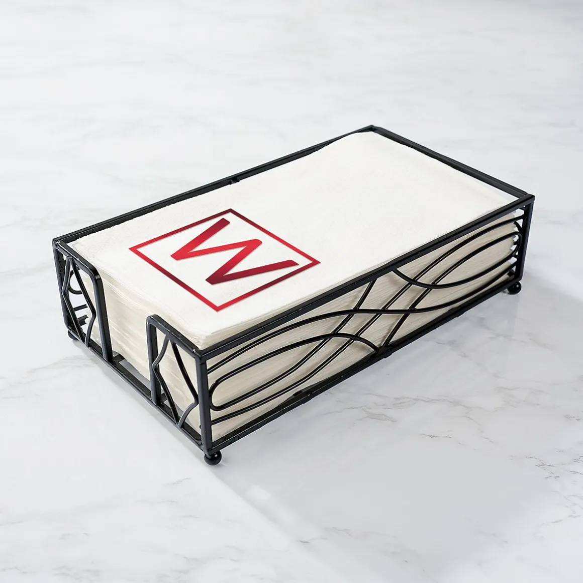 Square Initial Foil Stamped Disposable Hand Towels