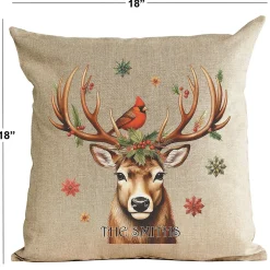 Stag with Cardinal Personalized Pillow