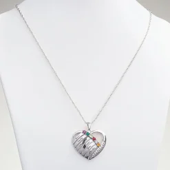 Sterling Silver Heart Family Personalized Necklace