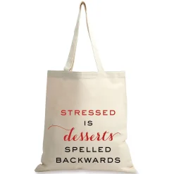 Stressed/Desserts Personalized Canvas Tote