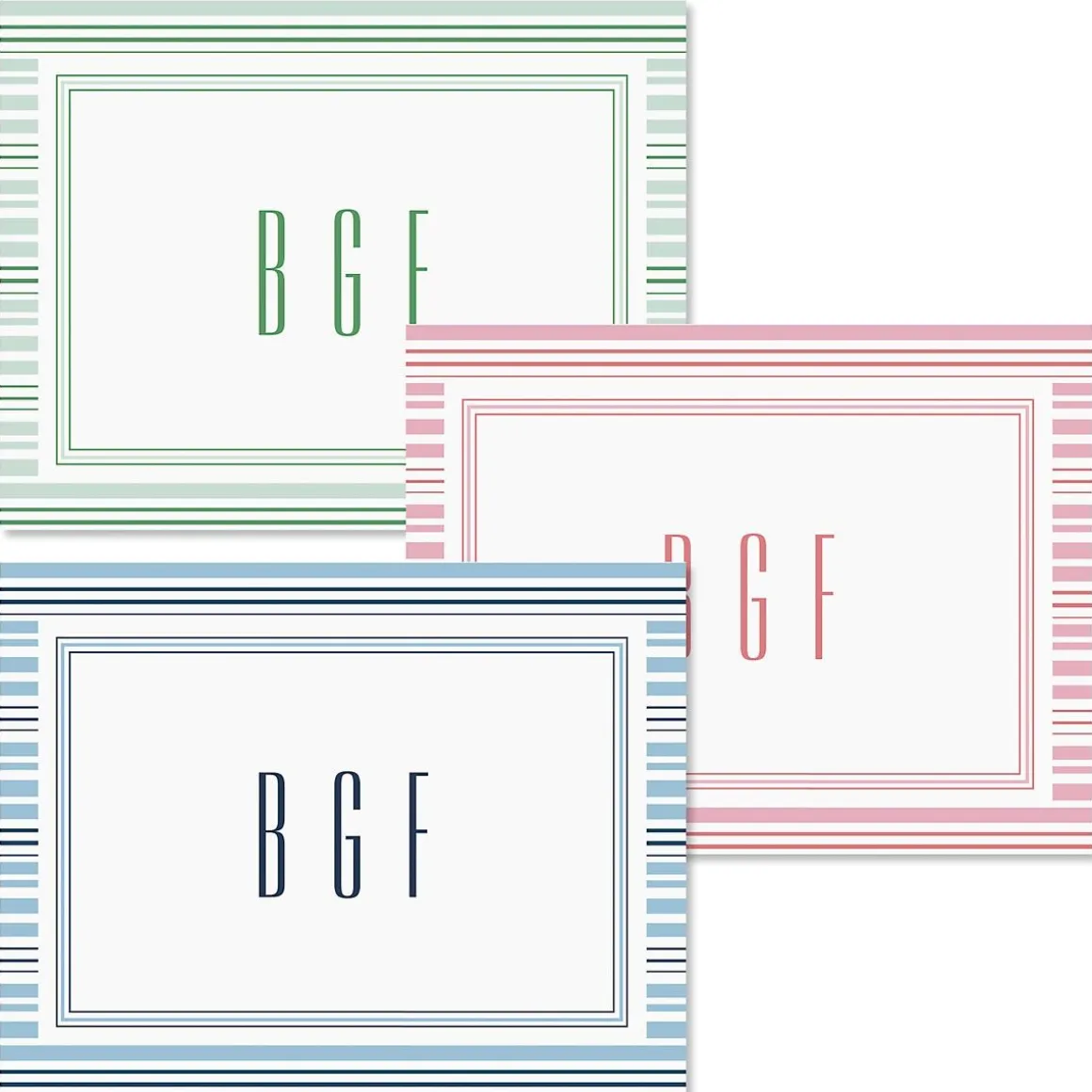 Stripes Monogram Note Cards