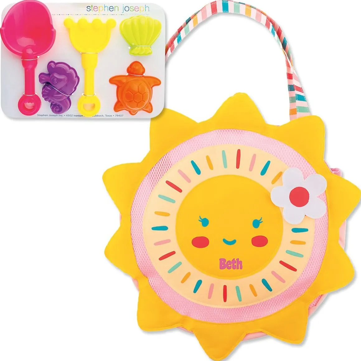 Sunshine Yellow Personalized Beach Tote with Toys by Stephen Joseph®