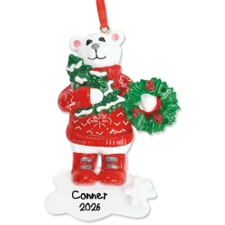 Sweater Bear Wreath Christmas Ornament