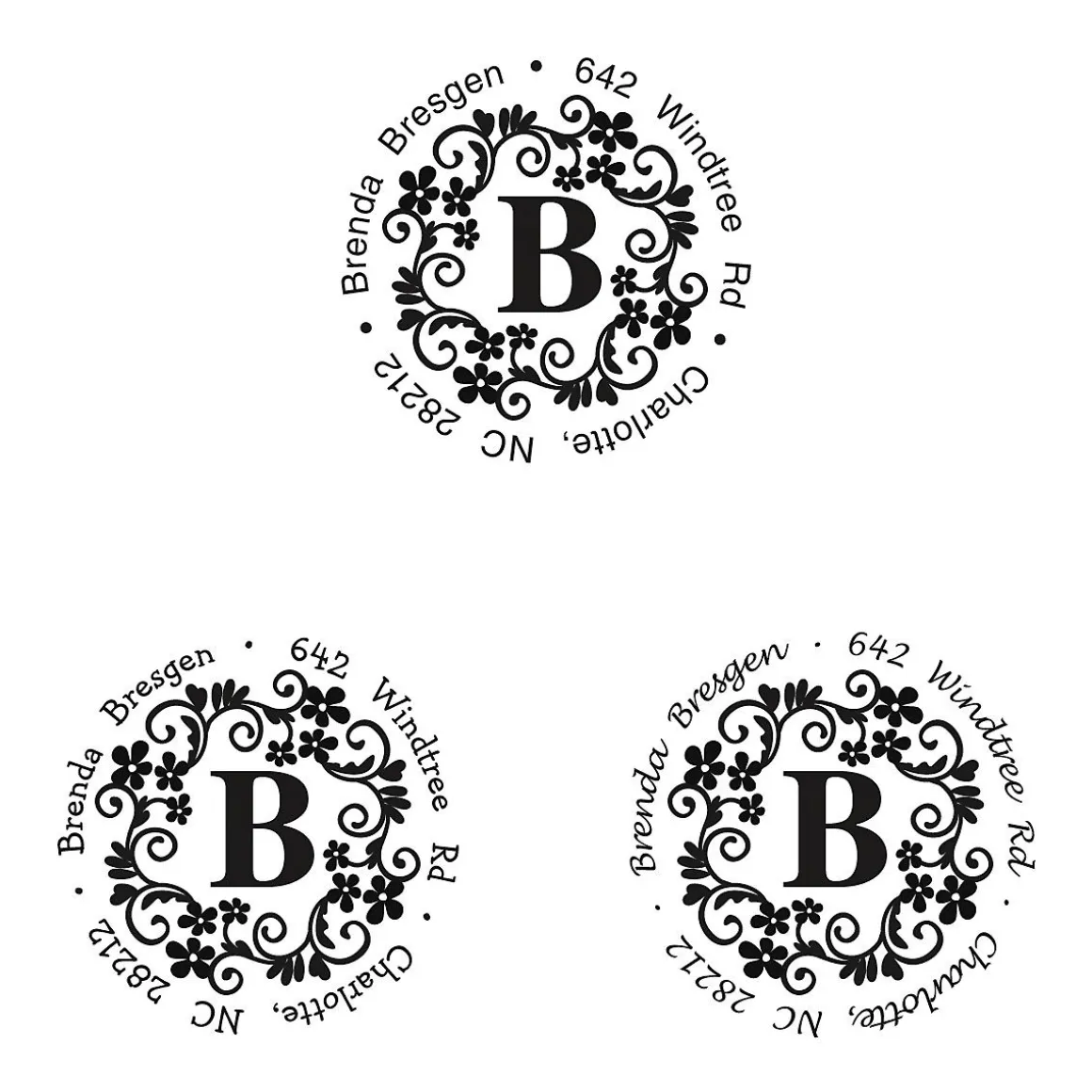 Swirl Initial Round Address Stamp