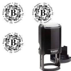 Swirl Initial Round Address Stamp