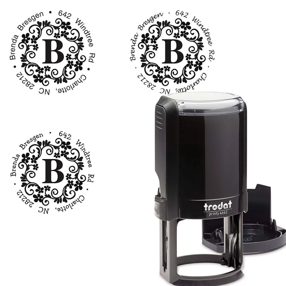 Swirl Initial Round Address Stamp
