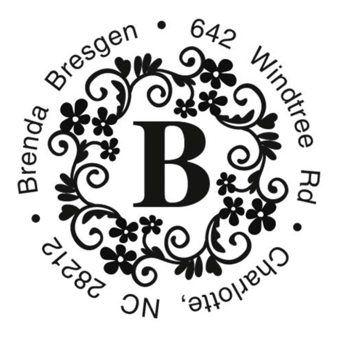 Swirl Initial Round Address Stamp